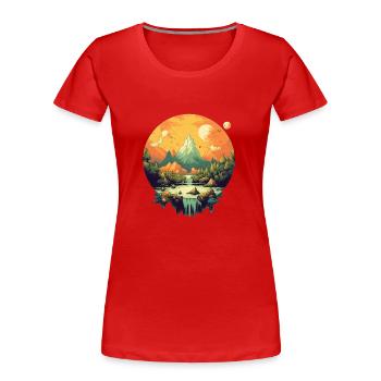 Landschaft - Frauen Premium Bio T-Shirt - Rot - Vorne - Mia (176cm)