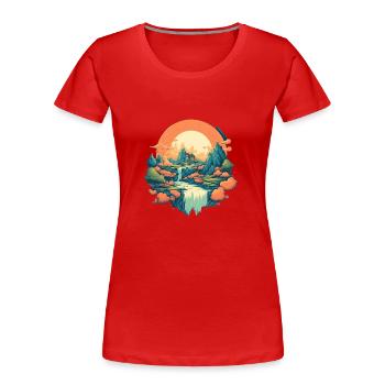 Landschaft - Frauen Premium Bio T-Shirt - Rot - Vorne - Mia (176cm)