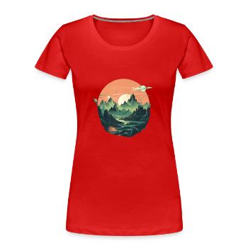 Landschaft - Frauen Premium Bio T-Shirt - Rot - Vorne - Mia (176cm)