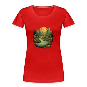 Landschaft - Frauen Premium Bio T-Shirt - Rot - Vorne - Mia (176cm)