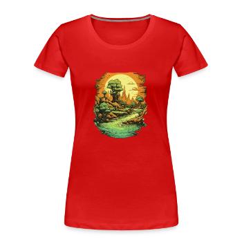 Landschaft - Frauen Premium Bio T-Shirt - Rot - Vorne - Mia (176cm)
