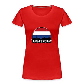 Amsterdam Niederlande Flagge Skyline Silhouette Trav - Frauen Premium Bio T-Shirt - Rot - Vorne - Mia (176cm)