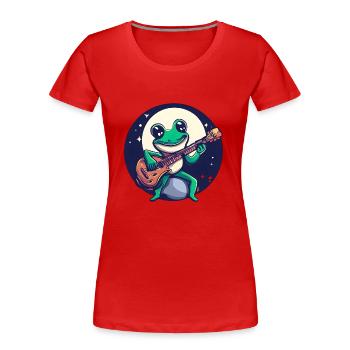 Frosch Gitarre Mondschein - Frauen Premium Bio T-Shirt - Rot - Vorne - Mia (176cm)
