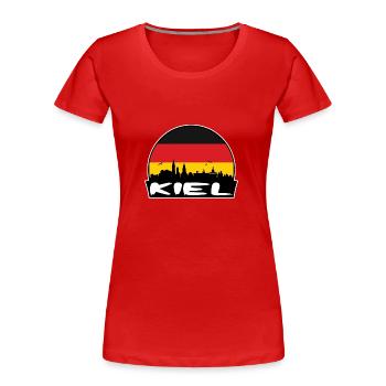 Kiel Deutschland Flagge Skyline Silhouette Reisen - Frauen Premium Bio T-Shirt - Rot - Vorne - Mia (176cm)