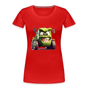 Tracteur avec un sourire radieux sur son visage - T-shirt bio Premium Femme - rouge - Devant - Mia (176cm)