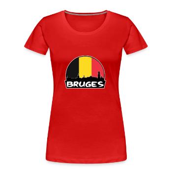 Bruges Belgique Flag Skyline Silhouette Voyage - T-shirt bio Premium Femme - rouge - Devant - Mia (176cm)