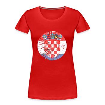 Kroatische Nationalflagge Emblem Kroatien Hrvatska hrv - Frauen Premium Bio T-Shirt - Rot - Vorne - Mia (176cm)