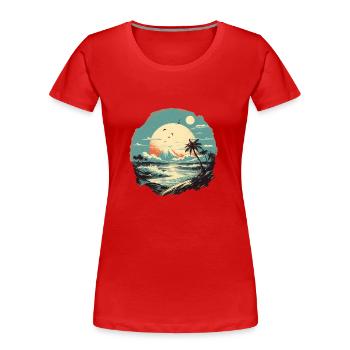 Strand - Frauen Premium Bio T-Shirt - Rot - Vorne - Mia (176cm)