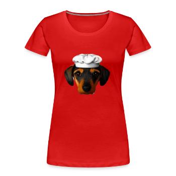 Dachshund Gastronom Hund Dackelwelpe Kochen Hunde - Frauen Premium Bio T-Shirt - Rot - Vorne - Mia (176cm)