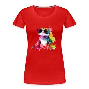 Rako the lizard - Women's Premium Organic T-Shirt - red - Front - Mia (176cm)