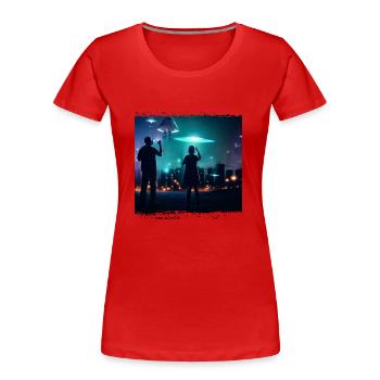 UFO sighting - Women's Premium Organic T-Shirt - red - Front - Mia (176cm)