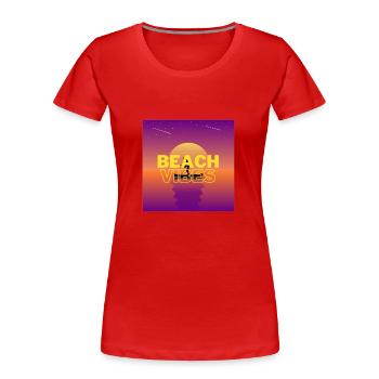Beach 3 - Frauen Premium Bio T-Shirt - Rot - Vorne - Mia (176cm)