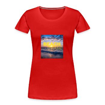 Beach 24 - Frauen Premium Bio T-Shirt - Rot - Vorne - Mia (176cm)
