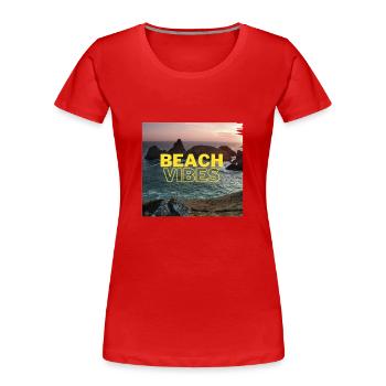 Beach - Frauen Premium Bio T-Shirt - Rot - Vorne - Mia (176cm)