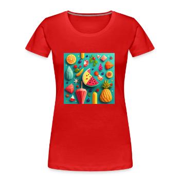 Summer Pattern - Frauen Premium Bio T-Shirt - Rot - Vorne - Mia (176cm)