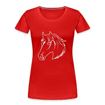 Pferd Pferdekopf Pony - Frauen Premium Bio T-Shirt - Rot - Vorne - Mia (176cm)