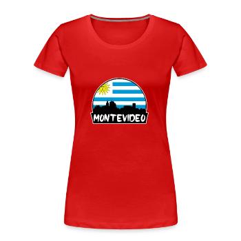 Montevideo Uruguay Flag Skyline Silhouette Voyage - T-shirt bio Premium Femme - rouge - Devant - Mia (176cm)