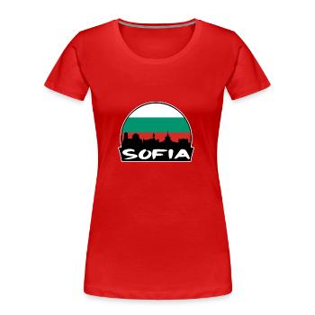 Sofia Bulgarien Flagge Skyline Silhouette Reisen - Frauen Premium Bio T-Shirt - Rot - Vorne - Mia (176cm)