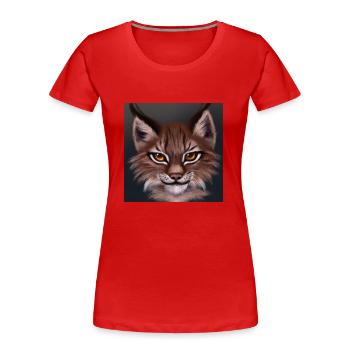 Jeune Lynx - T-shirt bio Premium Femme - rouge - Devant - Mia (176cm)