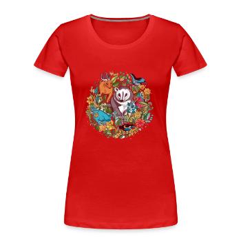Tiere in Blumen n°2 - Frauen Premium Bio T-Shirt - Rot - Vorne - Mia (176cm)