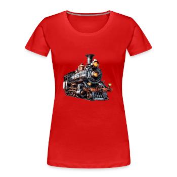 The steam locomotive, a toy for adults - Women's Premium Organic T-Shirt - red - Front - Mia (176cm)