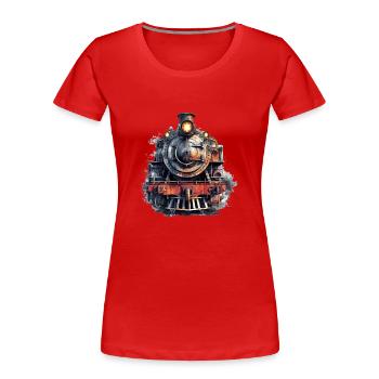 Eine Dampflokomotive ist wie eine Zeitreise - Frauen Premium Bio T-Shirt - Rot - Vorne - Mia (176cm)