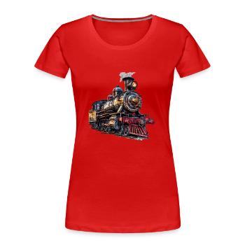 Smoking chimney of a steam locomotive - Women's Premium Organic T-Shirt - red - Front - Mia (176cm)