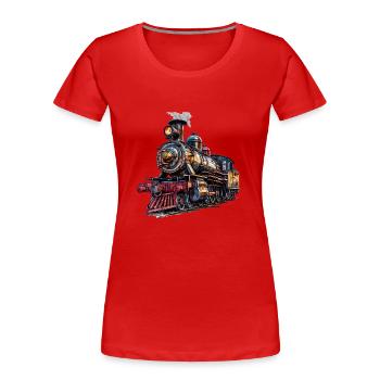 La locomotive à vapeur, symbole du bon vieux temps - T-shirt bio Premium Femme - rouge - Devant - Mia (176cm)