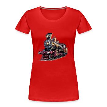 The steam locomotive is a piece of history - Women's Premium Organic T-Shirt - red - Front - Mia (176cm)