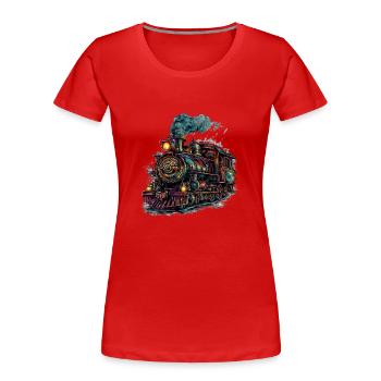Passion for a steam locomotive - Women's Premium Organic T-Shirt - red - Front - Mia (176cm)
