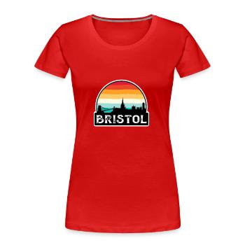 Bristol England Flag Skyline Travel Souvenir - Women's Premium Organic T-Shirt - red - Front - Mia (176cm)