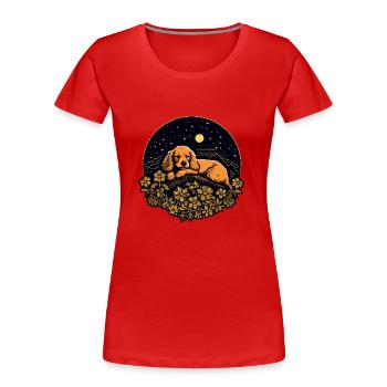 Chien endormi - T-shirt bio Premium Femme - rouge - Devant - Mia (176cm)