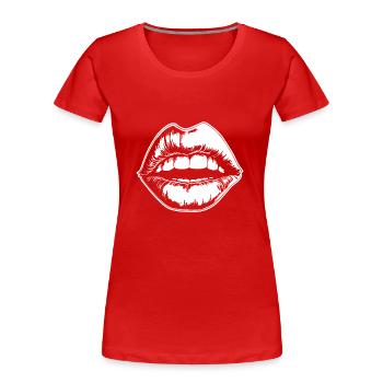 Lips, mouth, kissing lips - Women's Premium Organic T-Shirt - red - Front - Mia (176cm)