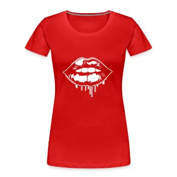 Lips, mouth, kissing lips - Women's Premium Organic T-Shirt - red - Front - Mia (176cm)