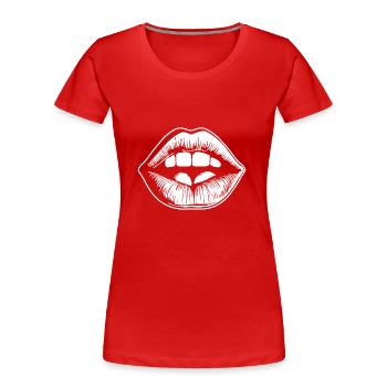 Lips, mouth, kissing lips - Women's Premium Organic T-Shirt - red - Front - Mia (176cm)