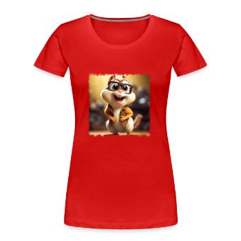 funny chipmunk - Women's Premium Organic T-Shirt - red - Front - Mia (176cm)