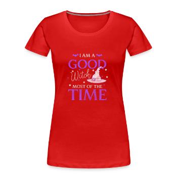 Witch Witch's Broom Halloween Monster - Women's Premium Organic T-Shirt - red - Front - Mia (176cm)