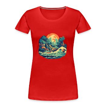 Strand - Frauen Premium Bio T-Shirt - Rot - Vorne - Mia (176cm)