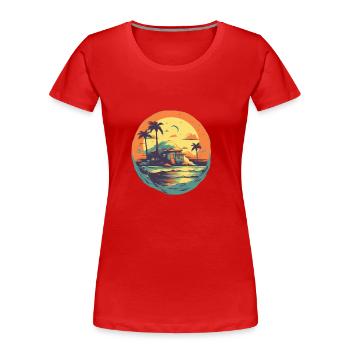 Strand - Frauen Premium Bio T-Shirt - Rot - Vorne - Mia (176cm)