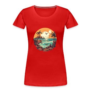 Strand - Frauen Premium Bio T-Shirt - Rot - Vorne - Mia (176cm)