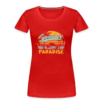 Paradis d’été - T-shirt bio Premium Femme - rouge - Devant - Mia (176cm)