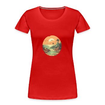 Strand - Frauen Premium Bio T-Shirt - Rot - Vorne - Mia (176cm)