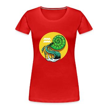 Zodiac - Star Sign - Aquarius - neg - Frauen Premium Bio T-Shirt - Rot - Vorne - Mia (176cm)