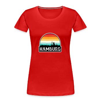 Hamburg Deutschland Flagge Skyline Reisesouvenir - Frauen Premium Bio T-Shirt - Rot - Vorne - Mia (176cm)