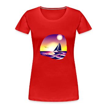 Segelsport Segler Segelboot Segelschiff Segeln - Frauen Premium Bio T-Shirt - Rot - Vorne - Mia (176cm)