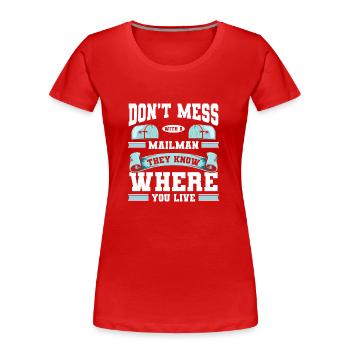 Post Courier - Women's Premium Organic T-Shirt - red - Front - Mia (176cm)