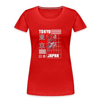 Tokio Stadt City Tempel - Frauen Premium Bio T-Shirt - Rot - Vorne - Mia (176cm)