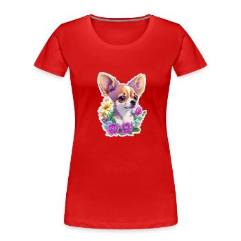 Chihuahua in Pastell - Frauen Premium Bio T-Shirt - Rot - Vorne - Mia (176cm)