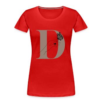 Magischer Schmetterlingsbuchstabe - Frauen Premium Bio T-Shirt - Rot - Vorne - Mia (176cm)