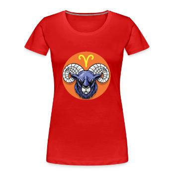 Zodiac - Star Sign - Aries - neg - Frauen Premium Bio T-Shirt - Rot - Vorne - Mia (176cm)